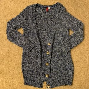 H&M Blue and White Marl Cardigan Sweater
